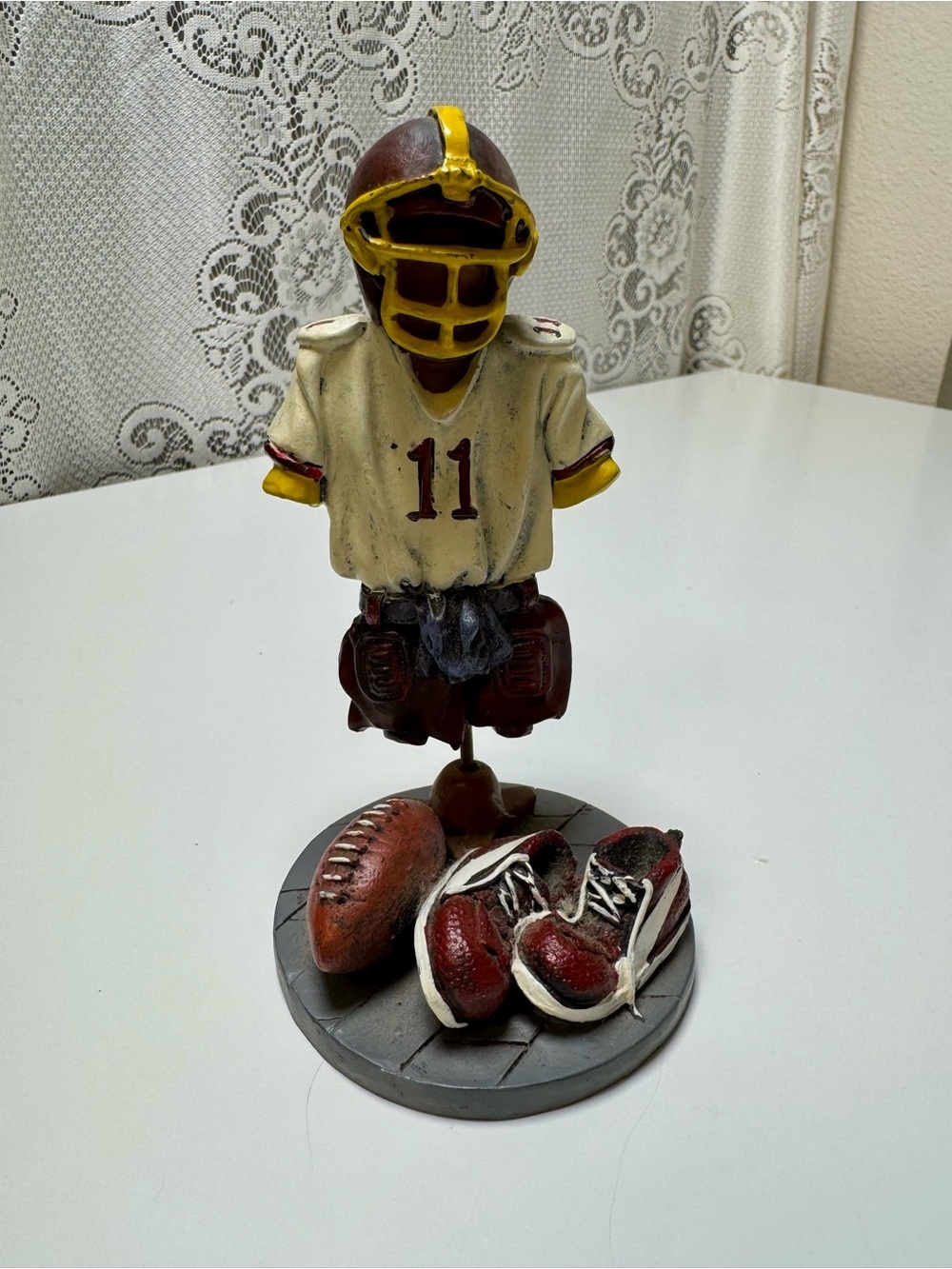 Vintage Football Player Figurine with Helmet & Cleats - #11